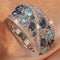 Dazzling Blue Turquoise 18K White Gold-Plated 5A Cubic Zirconia Women Ring
